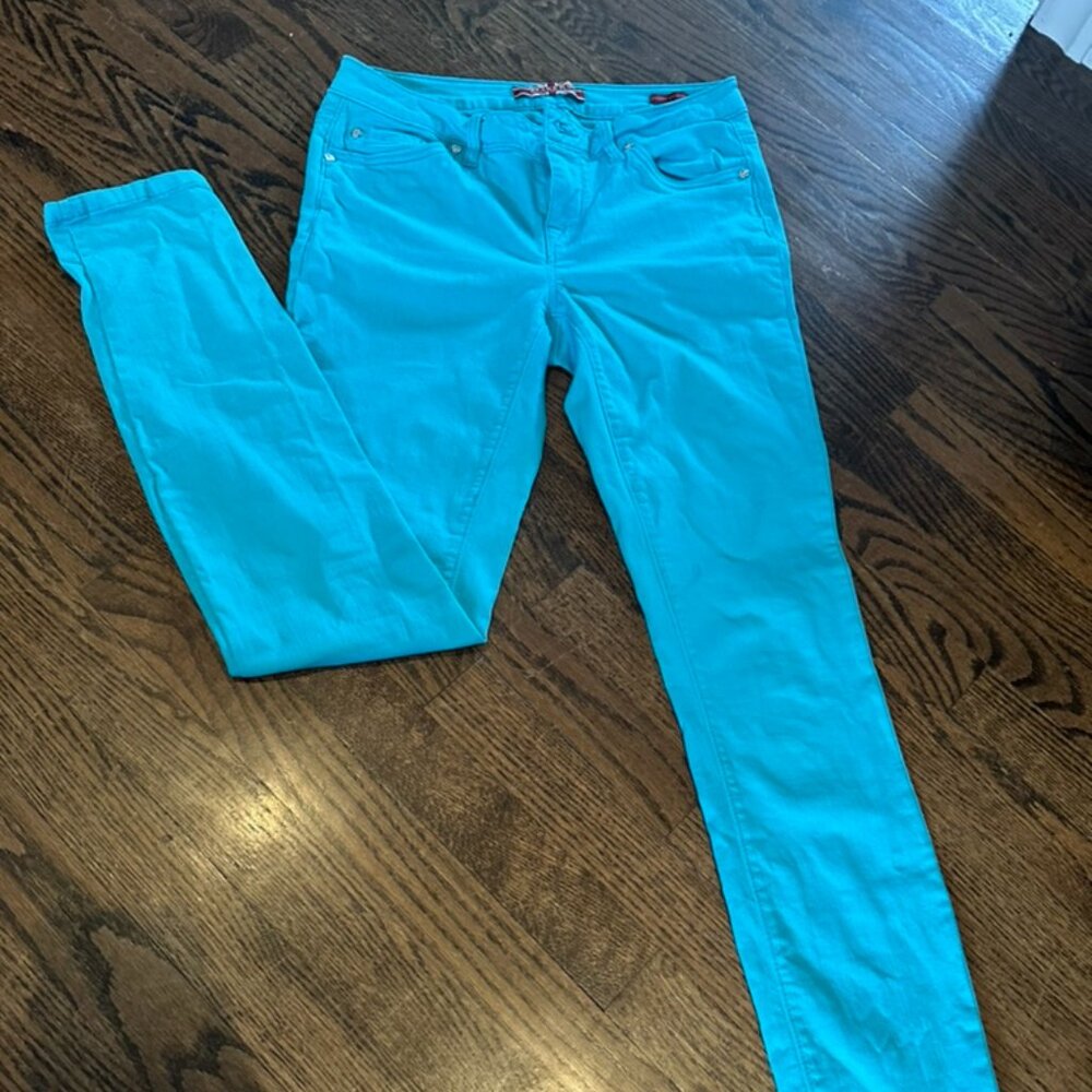 teal jeans